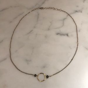Gold Choker with Blue Grey Stones